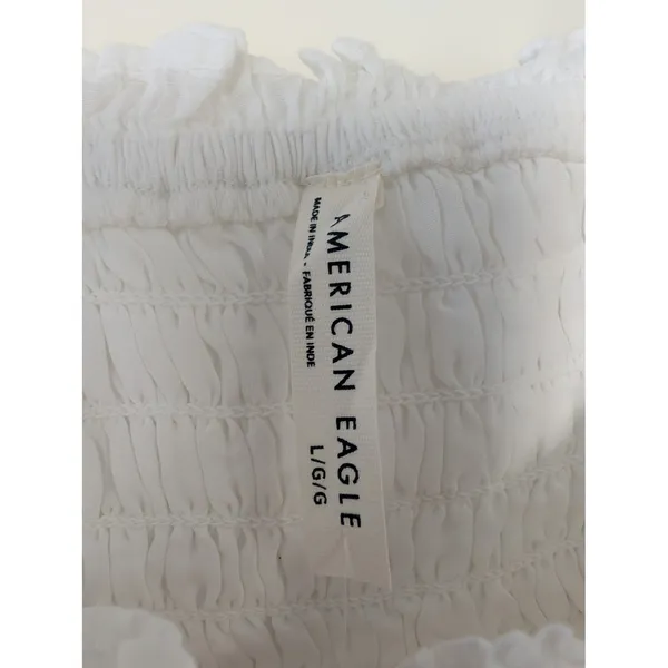 American Eagle White Bella Smocked Tiered Ruffle Romper Women Large NWT - Image 4