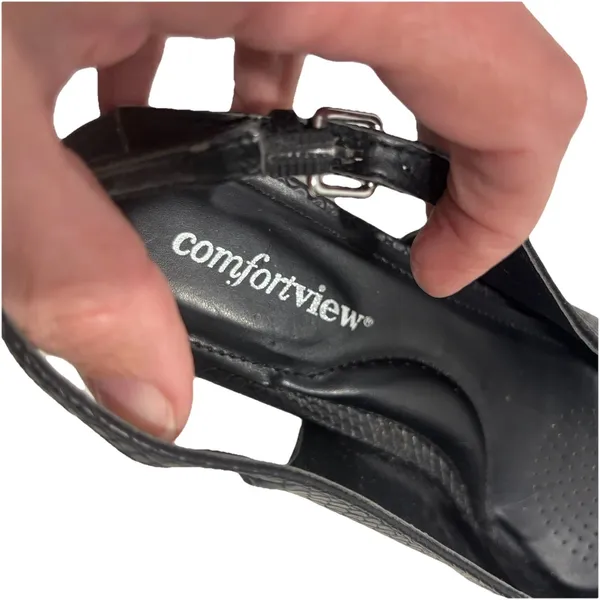 Comfortview Women’s Slingback Heels Open Toe Black Snake Embossed Size 9.5 WIDE - Image 6