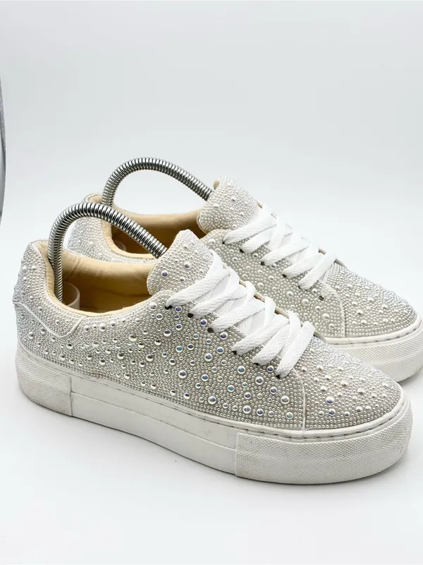 Betsey Johnson Women’s Sidny Pearl Lace-Up Sneakers, Size 6.5 - Image 2