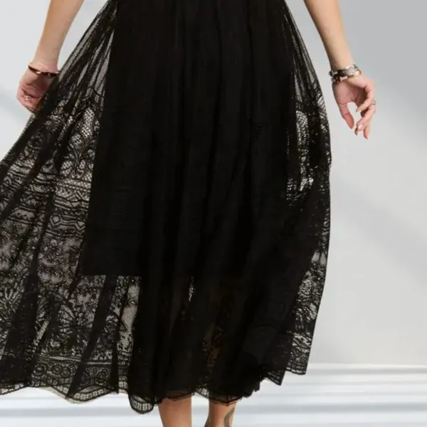 ✨NWT‎ ADORA Elastic Waist Raw Hem Lace Maxi Skirt - Image 2