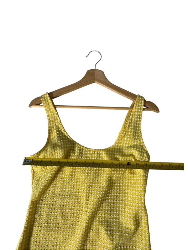 Urban Outfitters Mary Gingham Mini Dress S Yellow Textured Cottagecore Sundress - Image 7