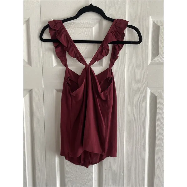 Madewell Ruffle Strap Button Front Cami Womens Size 00 Red‎ Tank NEW Fem - Image 5