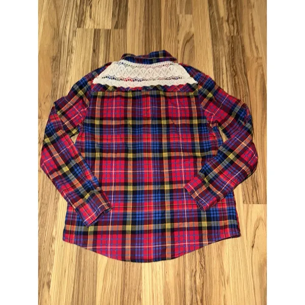 Brooks Brothers Red Fleece Plaid Button Down Shirt Women's 12‎ Lace Back - Image 2