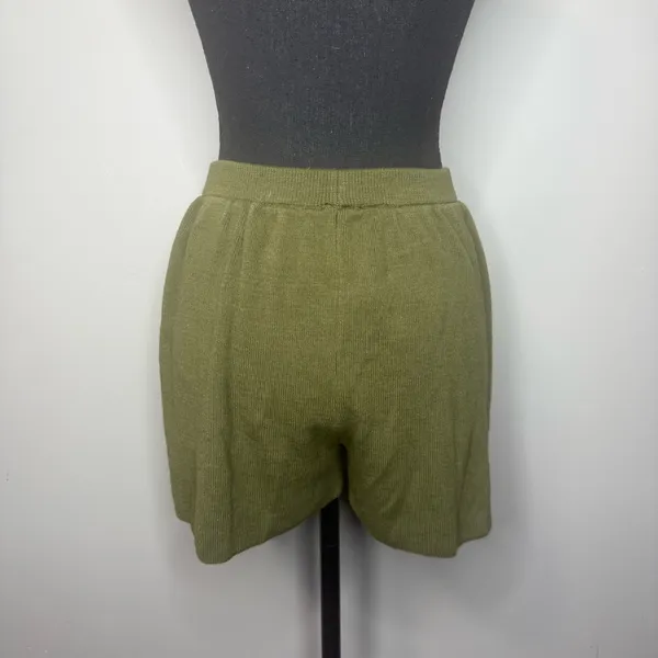 Nasty Gal High Waist Knit Shorts in Olive - Image 3