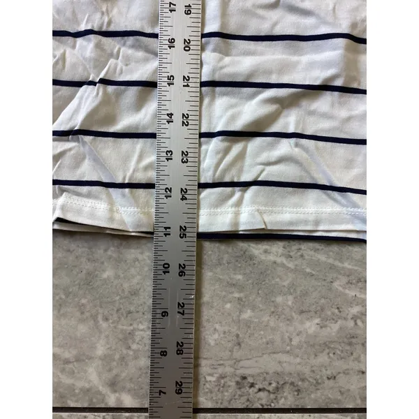 Quince NWOT Cotton Modal V-Neck Tee Ivory Black Stripe Short Sleeve Top L - Image 4