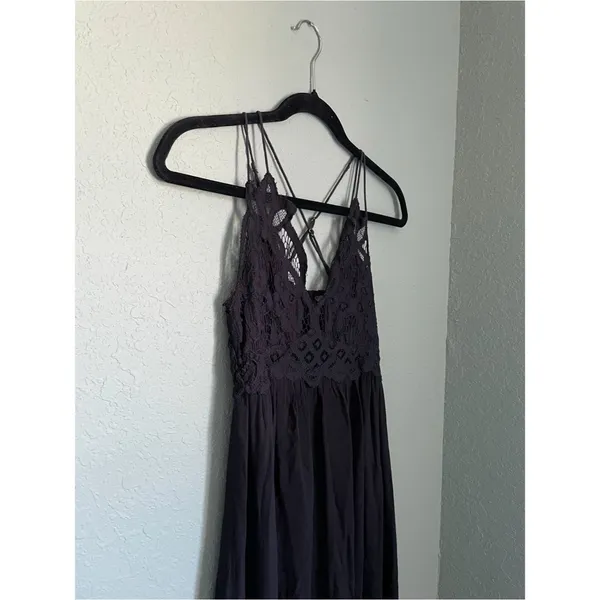 Free People Adella Maxi Slipdress FP One Whimsigoth Romantic Grunge XS Black - Image 3