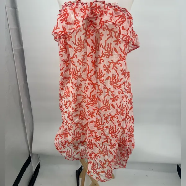Milly Coral and White Strapless Dress coverup - Image 2