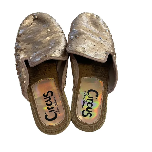 Sam Edelman Circus‎ Women's Size 7.5 M Sequin Rose Gold Kerry Espadrille Mules - Image 5
