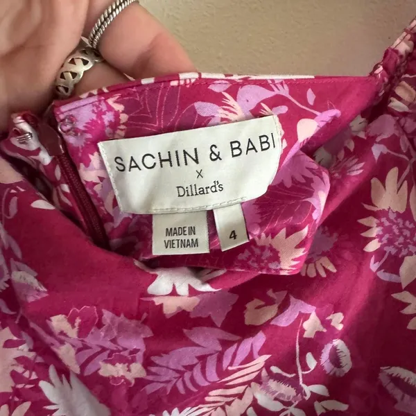 Sachin & Babi x Dillards Ellen pink magenta floral cotton ruffle sheath dress 4 - Image 4