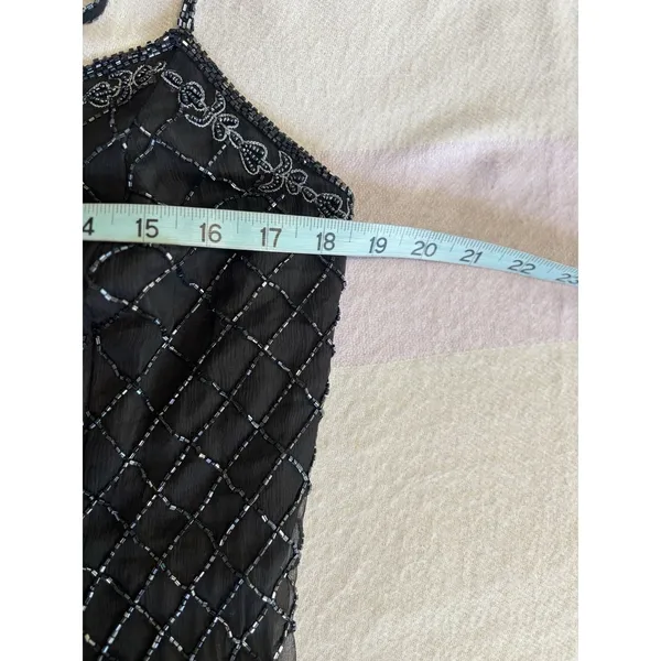 Stenay Black Silk Full Bead Gown & Jacket Sz 14 Adj Straps Lined Sparkle Formal - Image 13