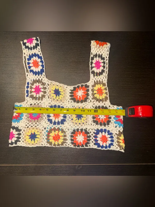 Bohemian Crochet Square Tank Top - Multi/White - Image 4