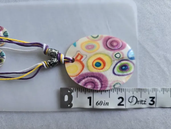 Natural Shell Necklace &‎ Earrings 3pcs Set Colorful Printed - Image 6