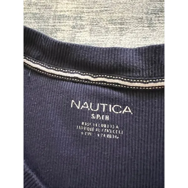 Nautica Navy Blue Polka Dot Plush Velour Pajama Set Women's Small - Image 5