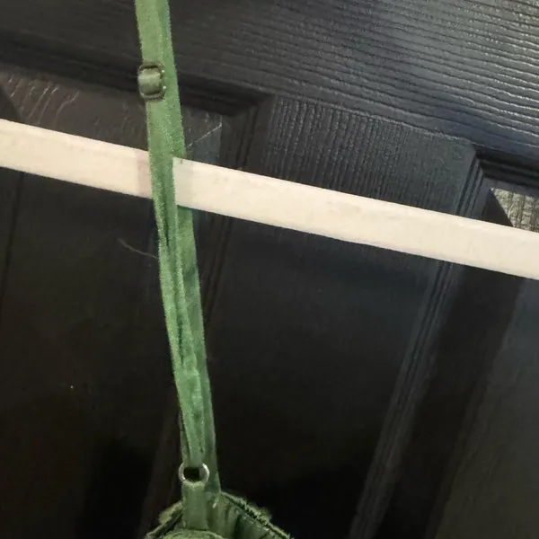 Abercrombie Medium Green Smocked Satin Slit Maxi Dress Wedding Guest Elegant - Image 6