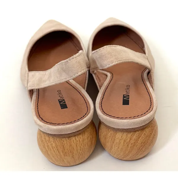 Matiko Anthropologie Heeled Suede Slingback Heel Peach Tan Size 36 US 5.5-6 NEW - Image 5