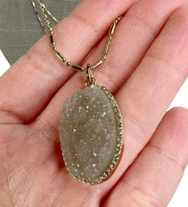 Baublebar Oval Druzy Gold Tone Multi Chain Layered Necklace - Image 7