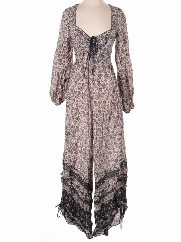 Free People Forever Timeless Soulmate Cut Out Boho Brown Jumpsuit S - Image 8