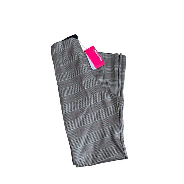 Commando Faux Leather Crop Flare Pants Grey‎ Glen Plaid Size Extra Small NEW - Image 4