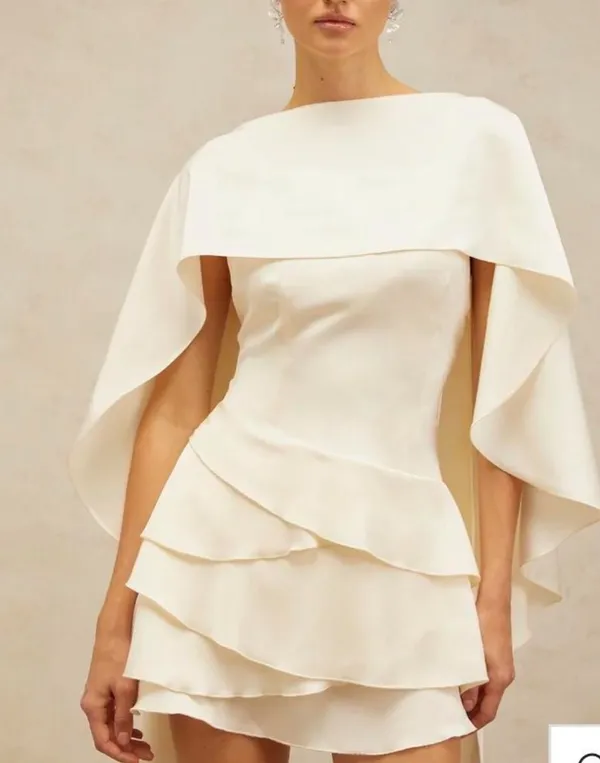 Miss rosier dress Lyna white satin ruffle dress - Image 4