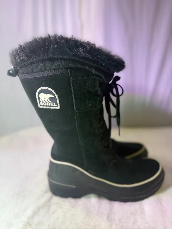 Sorel Black Lace-Up Women's Winter Tall Boot with Faux-Fur Trim - Image 5