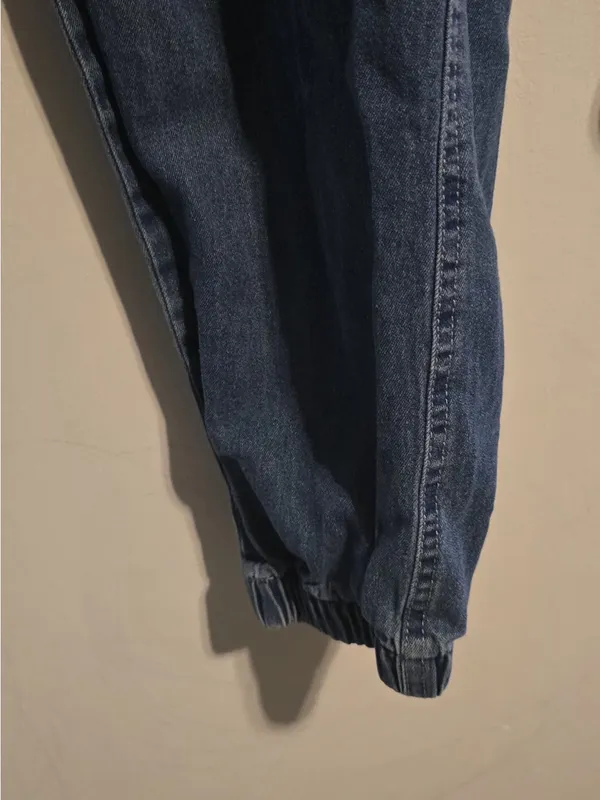 Kids Blue Cargo Denim Jogger Pants - Image 4