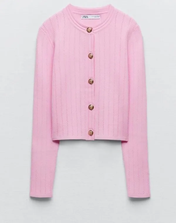 ZARA nwt ribbed knitted button up cardigan sweater top - Image 12