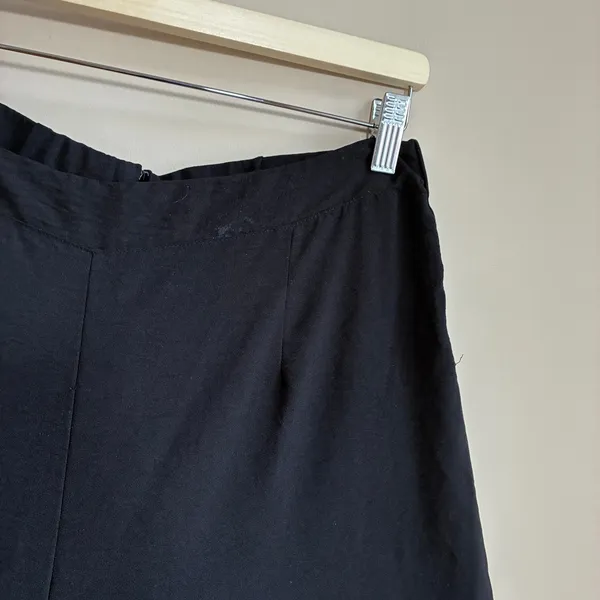 black wide leg trousers elastic and zipper closure women's large casual pants - Image 3