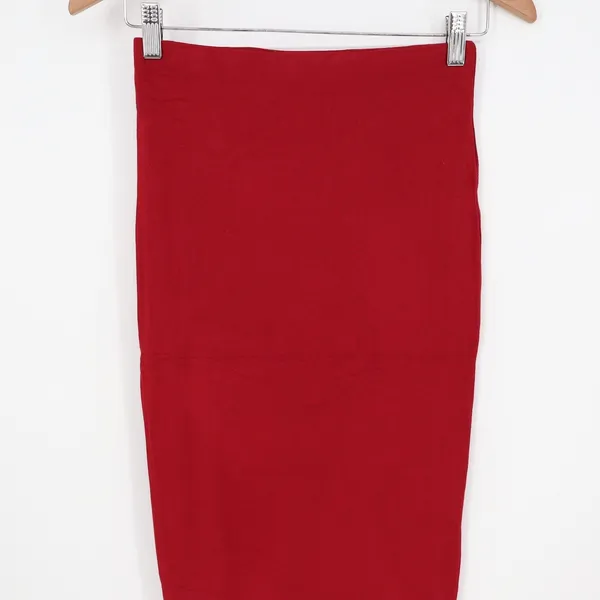 Naked Wardrobe Red High Waisted Bodycon Maxi Skirt Size M - Image 4