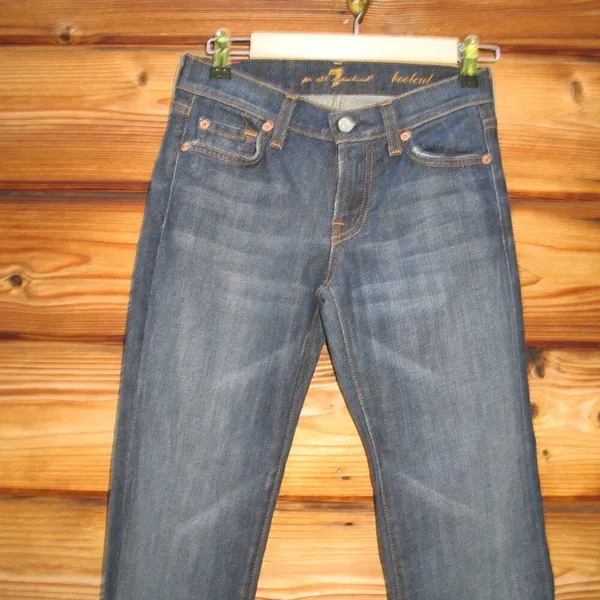 7 for All Mankind Low Rise Boot Cut Jeans 24 X 32 - Image 6