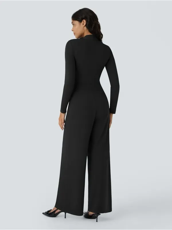 Halara 01HWN.- Long Sleeve Pocket Wide Leg Jumpsuit-Easy Peezy. - Image 3