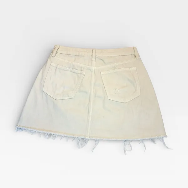 We The Free Free People White Ivory Cream Buttoned Denim Mini Skirt US 26 - Image 3