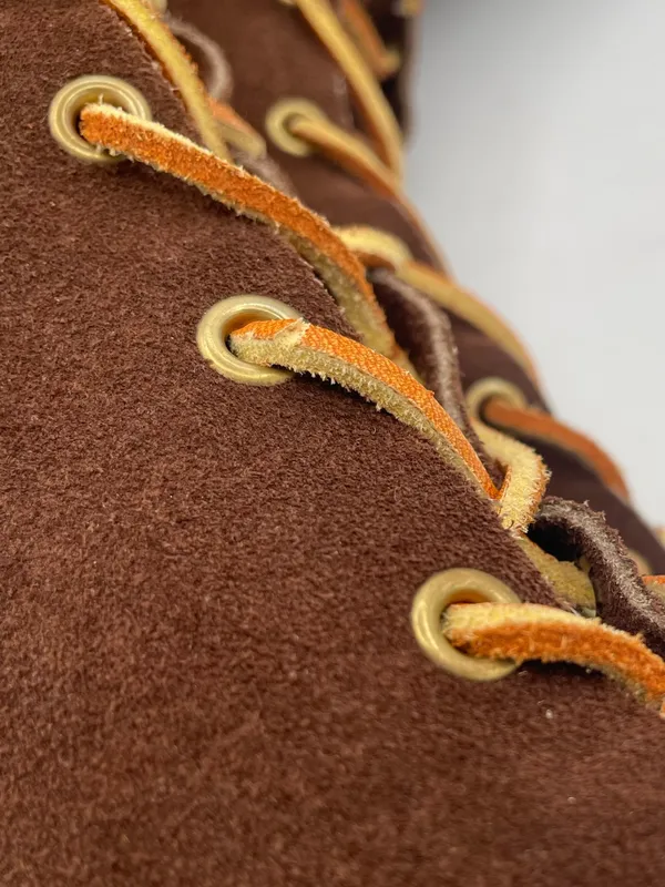Vintage TAOS 9 Brown Suede Knee High Lace Up Moccasin Boots Boho Western - Image 7
