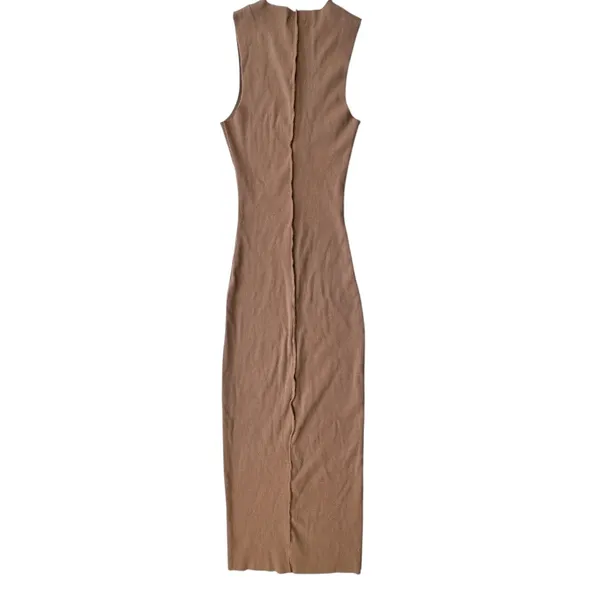 Naked Wardrobe All Snatched Up‎ Ribbed Midi Dress Brown Womens Large Sleeveless - Image 3
