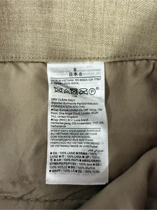 Banana Republic High-Rise Modern Straight Wool Pants Size 8 Khaki - Image 4