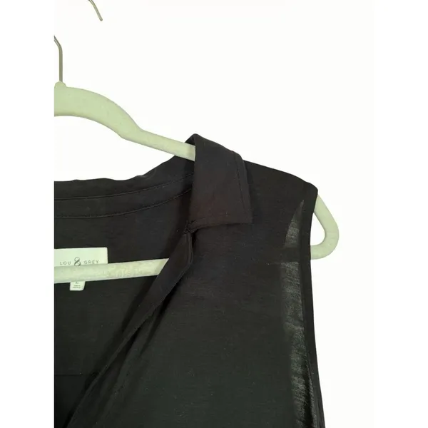 Lou & Grey Womens Sz L Black Sleeveless Stretch Pullover Top Shirt Collared - Image 4
