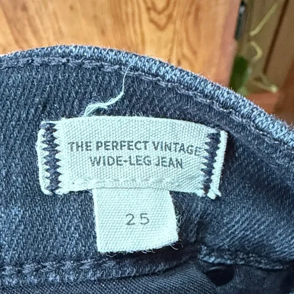 Madewell The Perfect Vintage Wide Leg High-Rise Black Wash Jeans Sz 25 - Image 8