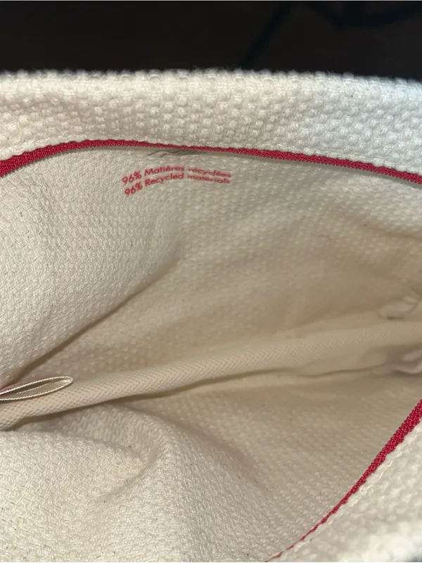 Clarins Cream Cosmetic Pouch with Red Logo Patch - Image 4