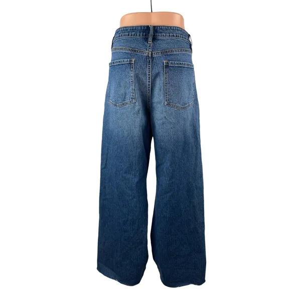 Free Assembly Women's Blue High Rise Wide Leg Baggy Palazzo Denim Jeans Size 35 - Image 4