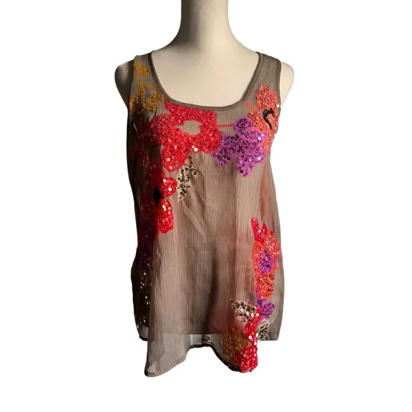 Candie's Y2k sheer, intricate sequin-embellished floral embroidery - Image 2