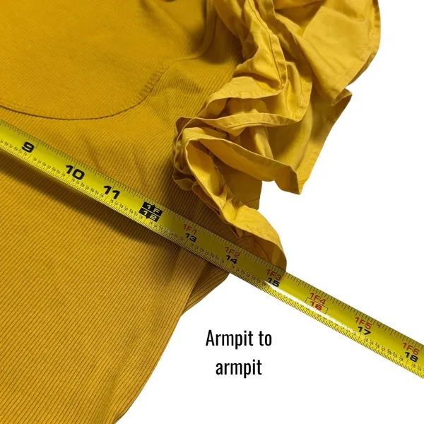 Ulla Johnson‎ Koa Ribbed Knit Top Golden Yellow Ruffle Sleeve Feminine Dainty L - Image 12