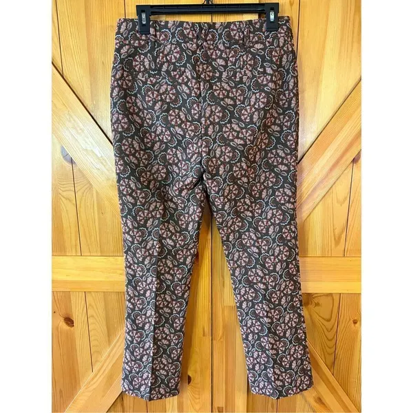 Anthropologie The Essential Slim Pant Brown Motif Floral Ankle Womens Size 4 nwt - Image 5