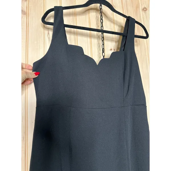 NWT Lulus Fabulous Desires Black Scalloped Bodycon Midi Dress Party Night Out XL - Image 4