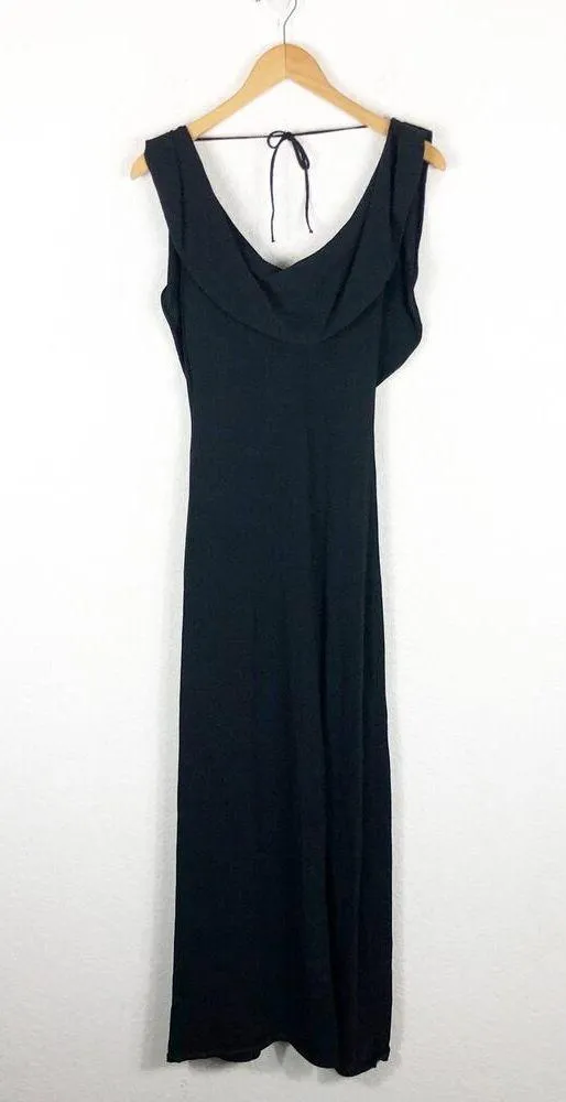 Zara Cowl Neck Black Knit Maxi Dress Small Low Back Resort Wear Minimalist - Image 4