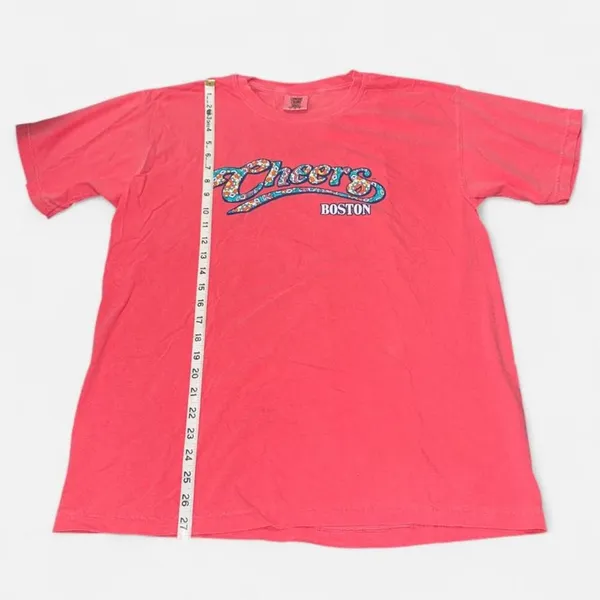 Comfort Colors Pink Cheers Boston Graphic T-Shirt, size Large - Image 5