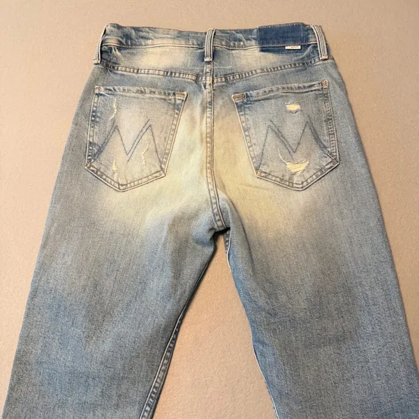 MOTHER The Tomcat Straight Leg Distressed Jeans Light Blue Women Size 28 - Image 11