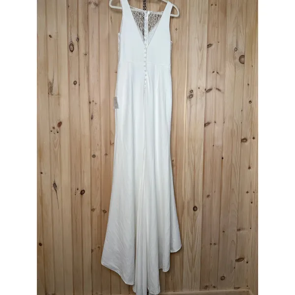 NWT Lulus Long-Lasting Love Ivory Lace V-Neck Mermaid Dress Wedding Bride Size L - Image 8