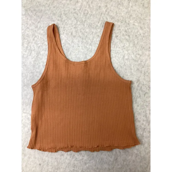 Billabong Womens Ribbed Tank Top Terracotta Orange Lettuce Hem Size M NWOT - Image 4