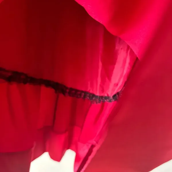 VINTAGE Roberta Party Dress Red Satin Strapless Pleated Bodice - size 5/6 - Image 7