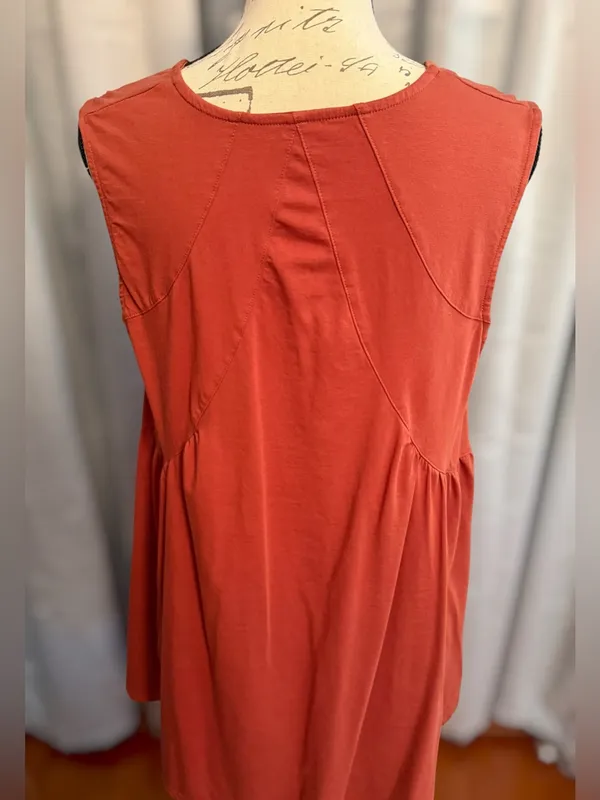 Rust V-Neck Sleeveless Babydoll Flowy Mini Sundress - Image 7
