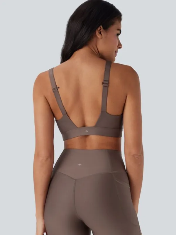 NWOT Halara Brown Medium Support Sheen Running Sports Bra - Image 3